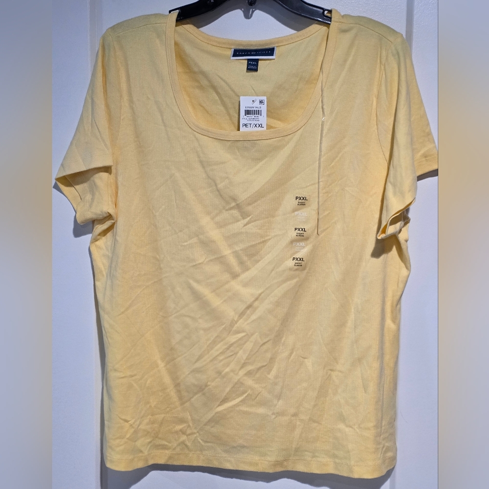 Karen Scott Yellow Short Sleeve Tee Petite